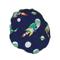 thumbnail image 2 of Disketp Astronaut Dinosaur And Space Shower Caps,Reusable Shower Cap For Women, Double Layer Waterproof Hair Cap, Large Size For All Hair Lengths,For Girls Spa Home Salon Use, 2 of 9