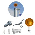 thumbnail image 4 of Capuchon de Mât de Drapeau Rond Plaqué Or Accessoires de Mât de Drapeau Extérieur Kit ball1, 4 of 7