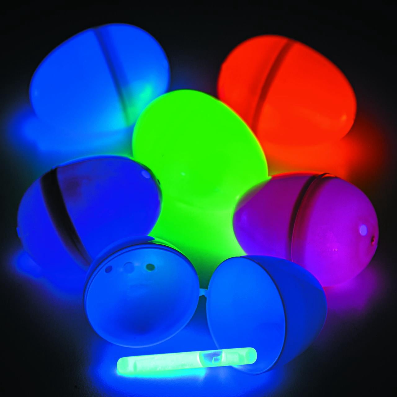 Fun Express 2" Bulk Plastic Easter Eggs & Mini Glow Stick Kit for 100, Bulk Easter Egg Hunt Supplies