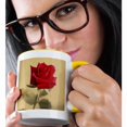 thumbnail image 2 of 3dRose, Vintage Rose - rose, roses, red, love, heart, romantic, valentine, 15oz Two-Tone Yellow Mug, 2 of 7