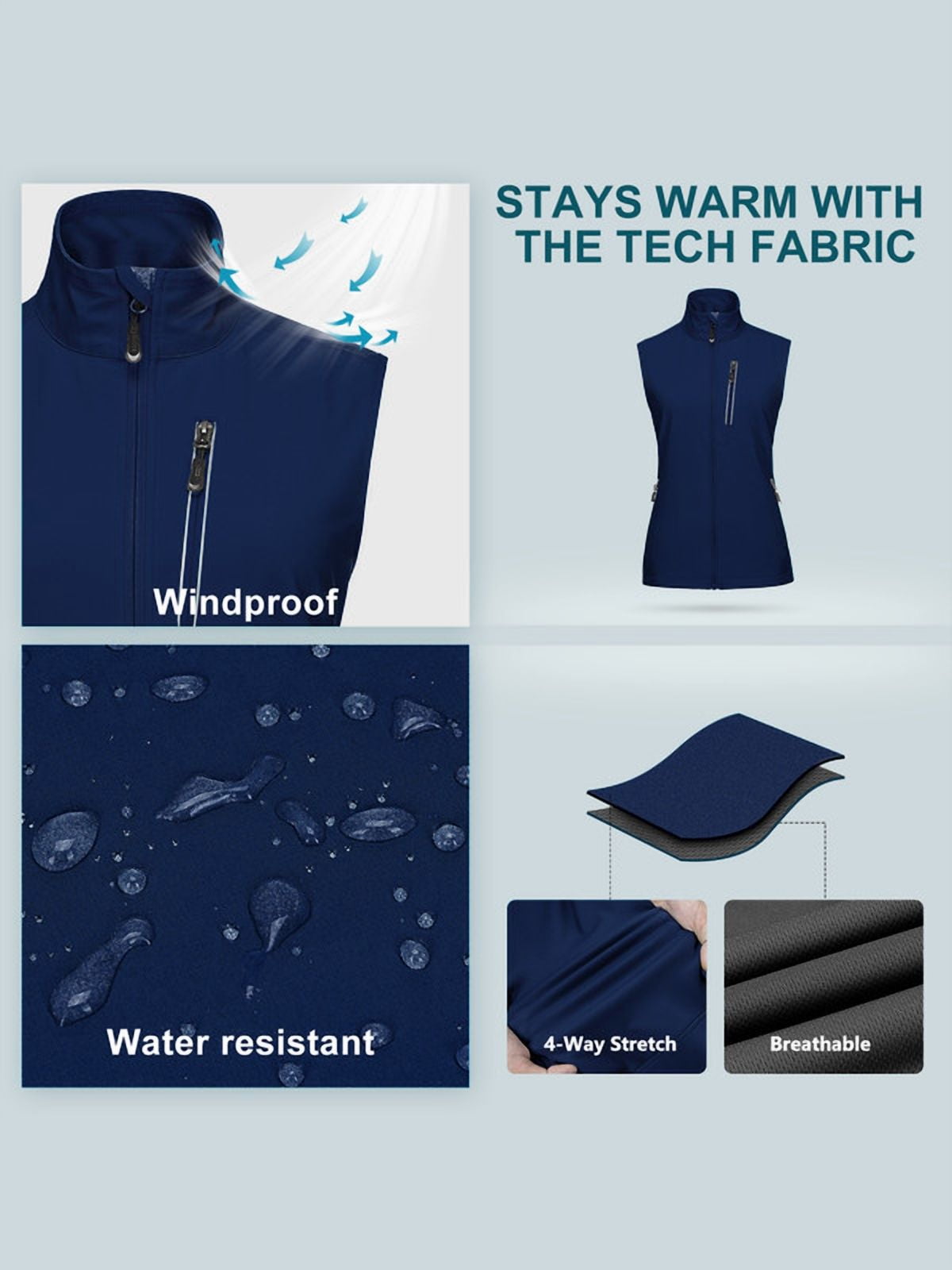 Off Road Ventures Women's Lightweight Vest Waterproof Windproof Outerwear Cycling Sleeveless Jacket for Hiking Travel