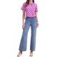 thumbnail image 2 of INSPIRAR CHIC Blusa de Mujer con Lunares, Cuello Alto, Pliegues, Espalda con Abertura, Manga Corta Acampanada, Color Púrpura, 2 of 6
