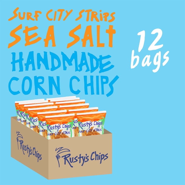 Rusty's Handmade Tortilla Chips, Original Sea Salt Tortilla Chips 4oz Bags, 12ct