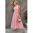 thumbnail image 5 of PRETTYGARDEN Women's Summer Floral Maxi Sun Dress Sleeveless Halter Neck Flowy Ruffle Hem Long Boho Dresses with Belt, 5 of 6