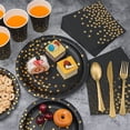 thumbnail image 4 of Bonixoom Gold-Stamped Black Dot Disposable Party Set, Paper Cups, Plates & Napkins for 25, 8-Piece Set, 4 of 6