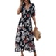 thumbnail image 2 of Sonducket Vestido largo de verano Traje de playa Algodón Cuello en V Mano de obra fina Patrón de flores de manga corta Exquisito elegante Vestidos Negro/XXL, 2 of 6