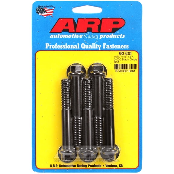ARP 653-3000 7/16-14 X 3.000 Hex Black Oxide Bolts