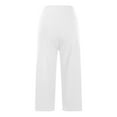 thumbnail image 7 of Bovemsi Summer Women's High Waist Wide Leg Yoga Pants - Loose Fit Workout Pants with Side Pockets, White, L, 7 of 7