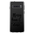 thumbnail image 1 of DistinctInk Clear Shockproof Hybrid Case for Samsung Galaxy S10 (6.1" Screen) - TPU Bumper Acrylic Back Tempered Glass Screen Protector - Messy Bun & Getting Stuff Done, 1 of 2