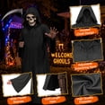 thumbnail image 5 of Halloween Hooded Robe Cloak, Men's Black Tunic Cosplay Costume, Medieval Themed Jedi Knight Cape for Adults - Size L, 5 of 9