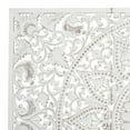 thumbnail image 5 of DecMode White Wooden Handmade Intricately Carved Floral Wall Decor with Mandala Design (3 Count), 5 of 9