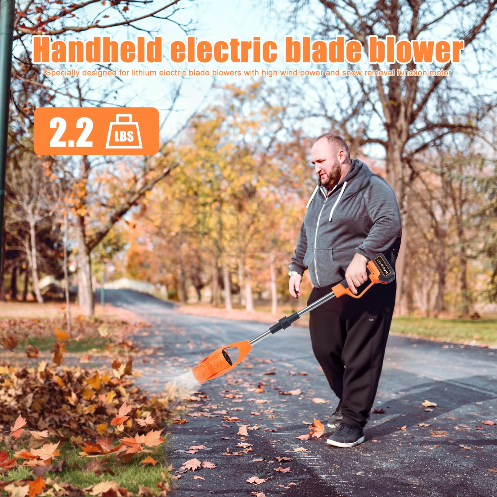 Leaf Blower Cordless, 400W Leaf Blowers with 1 Battery Powered and 1 Charger, Detachable Folding Blower Cordless for Lawn Care, Patio, Indoor