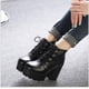thumbnail image 2 of Nuevos botines de mujer a la moda de cuero negro, moda de otoño, piel Sexy, botas de plataforma impermeables antideslizantes para motocicleta, zapatos para mujer, 2 of 5