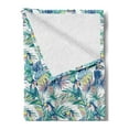 thumbnail image 2 of Tropical Soft Flannel Fleece Throw Blanket, Toucan Bird Hipster Monstera Leaves and Plants Island Ocean Theme, Cozy Plush for Indoor and Outdoor Use, 50" x 60", Violet Blue Sea Green, by Ambesonne, 2 of 5
