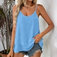 thumbnail image 6 of Craaazy Women's Solid Color Double Layer Adjustable Cami Sleeveless Flowy Ruffle Strap Casual Loose Fit Summer Beach Tank Top(S-5XL) Gifts, 6 of 8