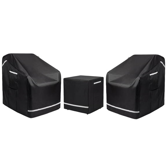 MOLIBYME 3-Piece Patio Furniture Cover, Waterproof Outdoor Bistro Cover with Table and 2 Chair Covers, All Weather Resistant Outdoor Furniture Chair Cover, Black