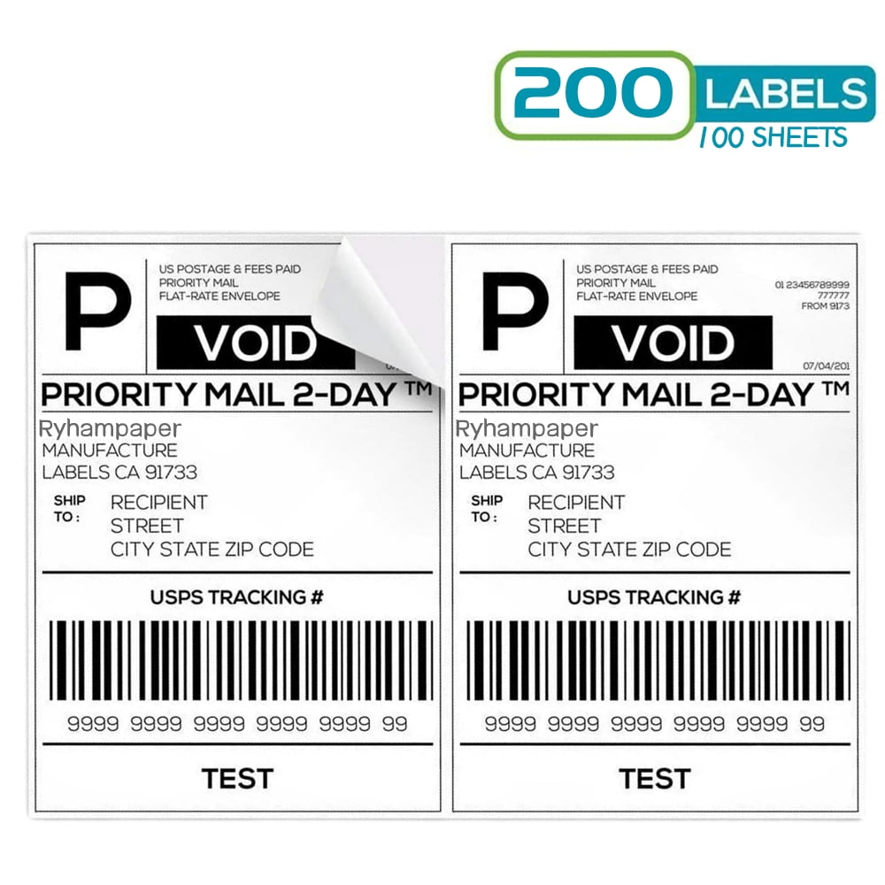 Ryhampaper Half Sheet Self Adhesive Shipping Labels for Laser/Inkjet