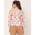 thumbnail image 4 of Moomaya Printed Off-Shoulder Tops, Womens Smocked Full Sleeve Casual Vacation Top, 4 of 9