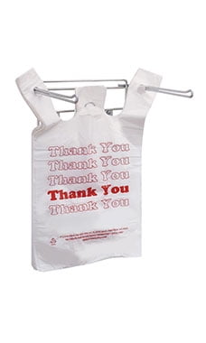 Hanging Plastic Bag Holder Holds 11 ½ x 6 x 21” T-Shirt Handle Bags 