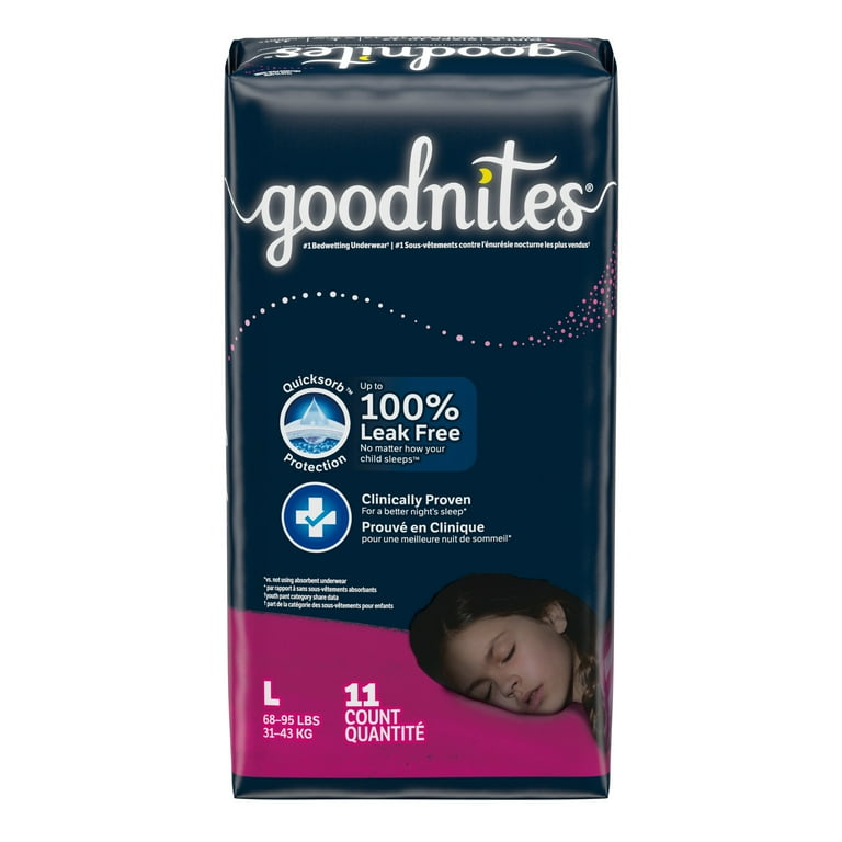 Goodnites Girls' Nighttime Bedwetting Underwear, Size Large (68-95 lbs), 34  Ct - 34 ea