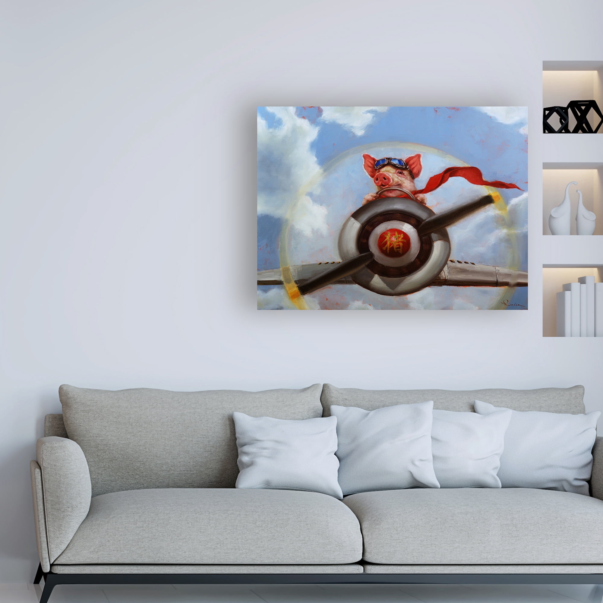 Trademark Fine Art 'When Pigs Fly' Canvas Art by Lucia Hefferna