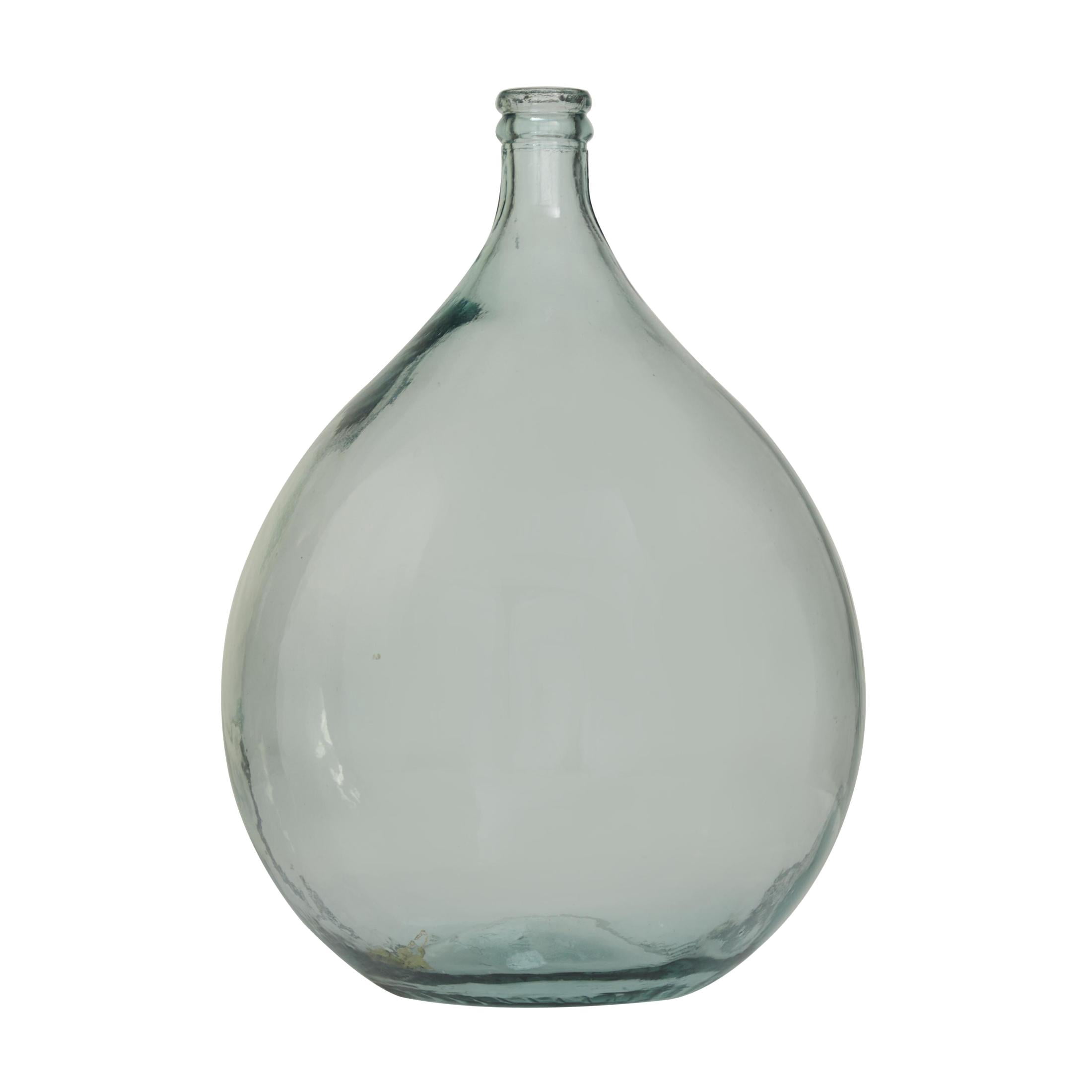 DecMode 22" Handmade Spanish Bottle Neck Light Blue Recycled Glass Vase