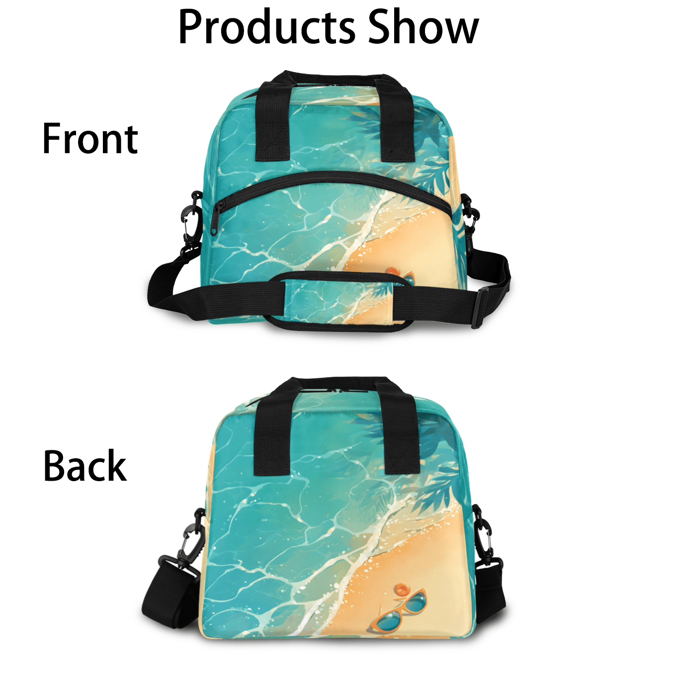Herdesigns Ocean Insulated Lunch Bag for Women Men Adults Large Reusable Lunch Box Tropical Island Coastal Leakproof Cooler Tote Bags with Adjustable Shoulder Strap