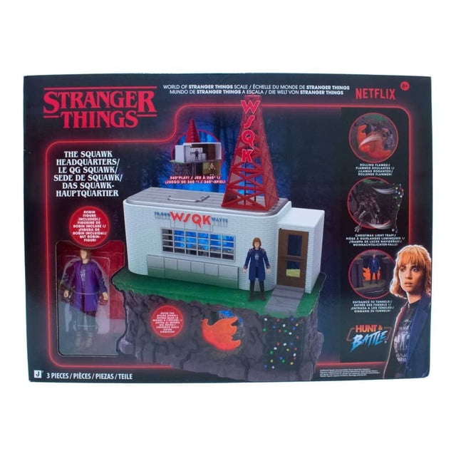 Set de Juego Jazwares Sede de Squawk Stranger Things con Figura de Acción 3 Piezas