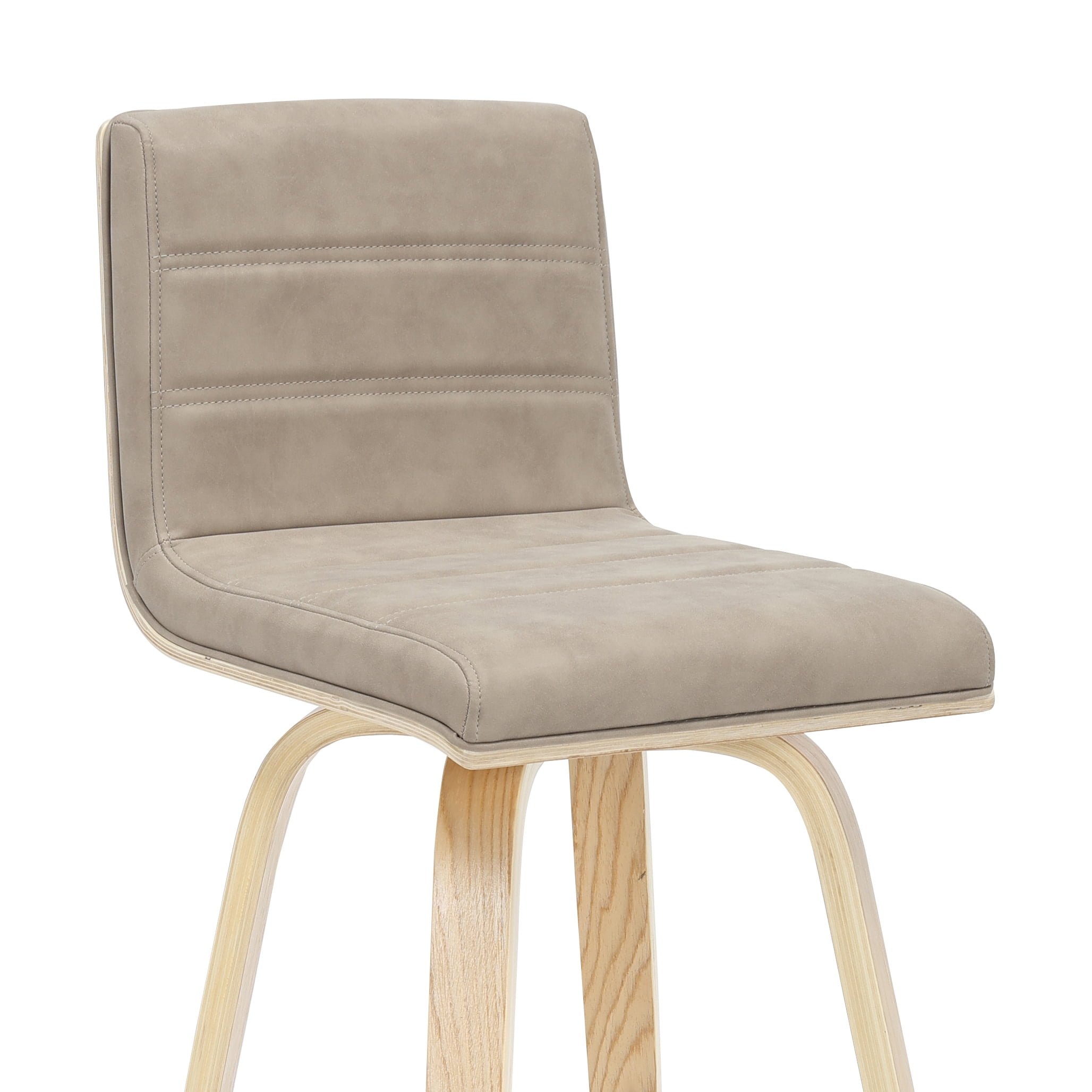 Vienna 39.5 in. H Swivel Bar Height Vintage Taupe Square Back Wood Bar Stool with Faux Leather Seat Set of 2