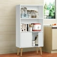 thumbnail image 2 of White Bookcase Bookshelf, Floor Standing Display Cabinet Rack with Legs, 2 of 7