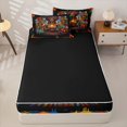 thumbnail image 4 of Castle Fairy Vibrant Oil Lamp African Woman Zipper Full Size Comforter Sets with Fitted Sheet and 2 Pillowcases,Graffiti Tribal Art Zipper Bedding Set,Black Red Blue,Grey Reversible,4pcs, 4 of 6