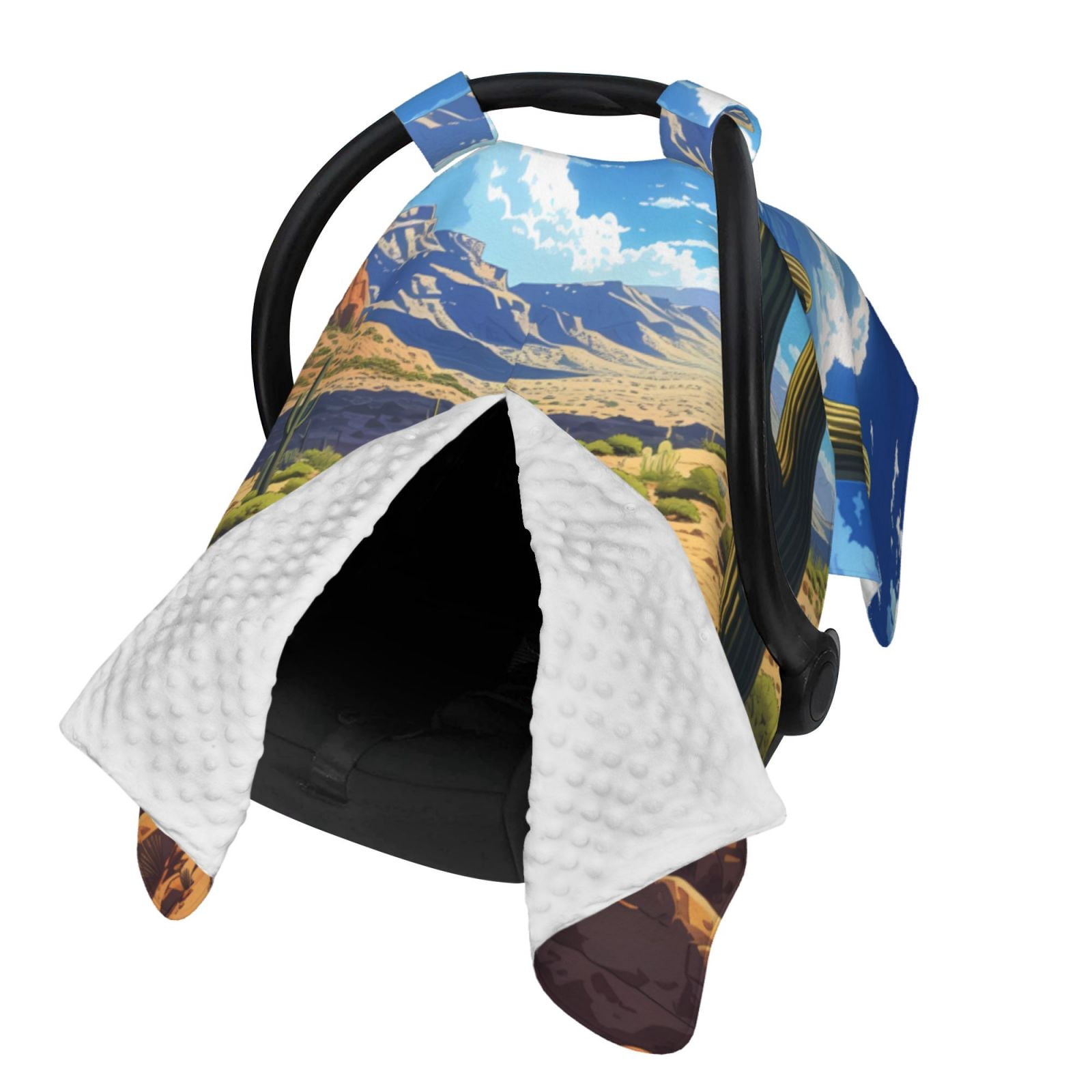 Naloa Western Desert Cactus Baby Car Seat Cover, Breathable Baby Carrier Cover, Multiuse Baby Carrier Cover & Nursing Breastfeeding Cover