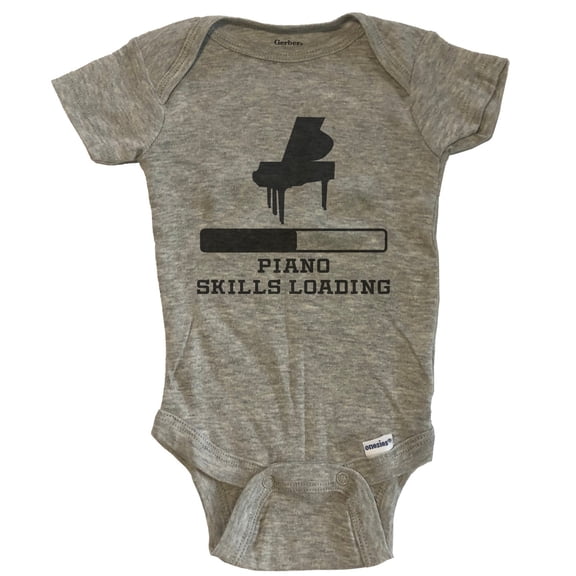 Piano Skills Loading Funny Musician Humor Baby Bodysuit - Grey
