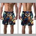 thumbnail image 3 of luoweisi Men's Beach Shorts Quick Dry Swim Trunks with Mesh Lining Cartoon Owl S, 3 of 5