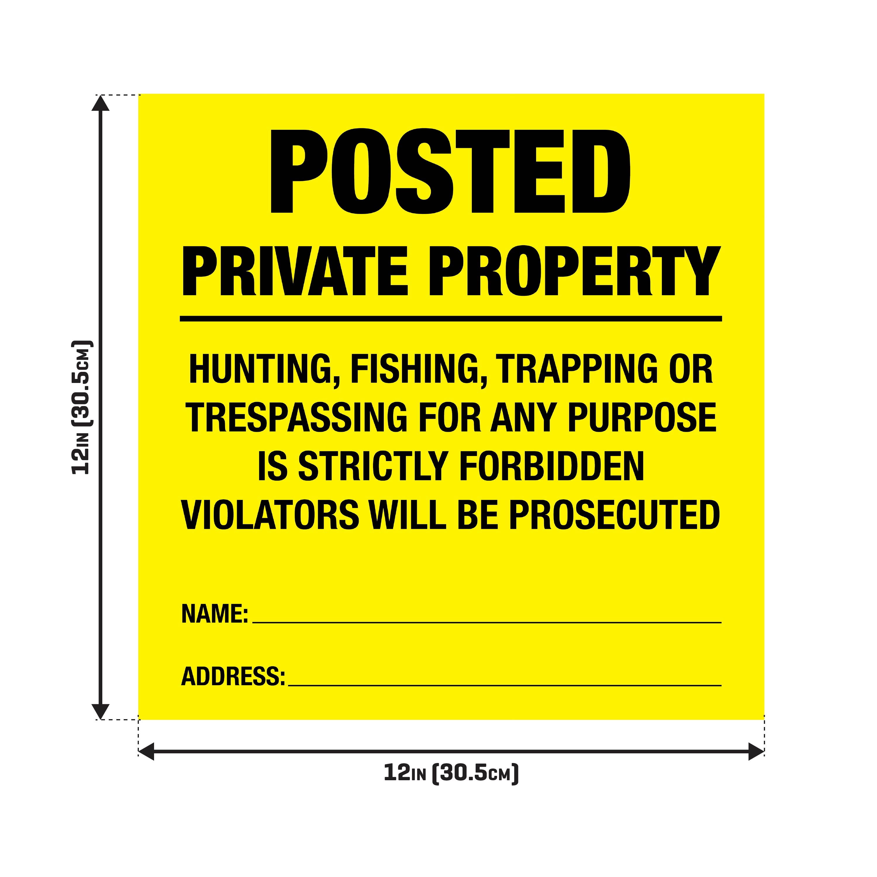 Allen Company Posted No Trespassing Signs 12-Pack - Weather-Resistant 12x12" - High-Visibility Yellow