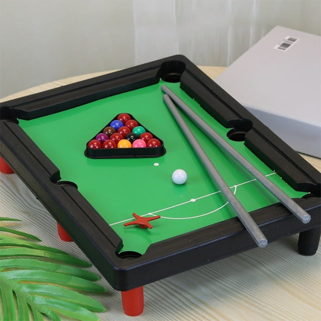 QIPOPIQ Home Office Desk Stress Relief Games Mini Pool Table Tabletop Desktop Billiards Snooker Game with 2 Sticks and Balls for Kids Adults Dorm Room