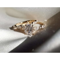 vylahjewellery 2.50 CT Oval Cut Moissanite Diamond Ring 2 Set Anniversary Ring Unique 18K Rose Gold Wedding Ring