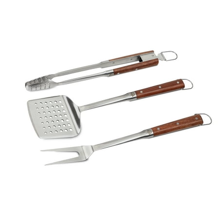 Pit Boss 3pc BBQ Grill Tool Set w/ Spatula, Tongs, and (Best Bbq Tool Set)