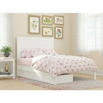 Full Bed with Drawers - White Storage Platform Bed Frame - Modern Bedroom Furniture