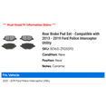 thumbnail image 2 of Rear Brake Pad Set - Compatible with 2013 - 2019 Ford Police Interceptor Utility 2014 2015 2016 2017 2018, 2 of 2