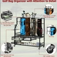 thumbnail image 3 of BeesClover Étagère de Rangement pour Sacs de Golf avec Roues, Organisateur de Golf Robuste 4-5 Sacs pour Garage et sous-Sol, Support Roulant pour Chariot de Golf Pouvant Contenir des Bâtons, des Balles, des Chaussures et des Accessoires, Gain de Place pour Équipement de Golf, 3 of 7