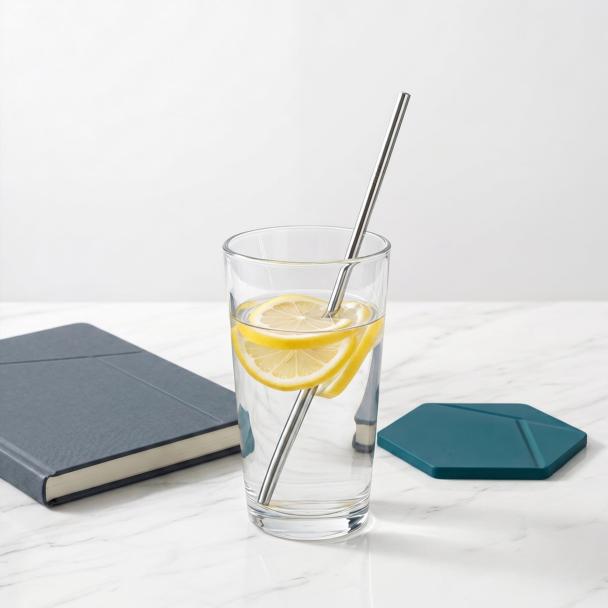 Unique Bargains 8Pcs Reusable Stainless Steel Straws with Brush Straight Pipe 0.2" x 10.4"