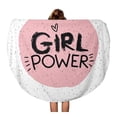 thumbnail image 1 of LADDKA 60 inch Round Beach Towel Blanket Clip Girl Power Emblem Text in Pink Circle Travel Circle Circular Towels Mat Tapestry Beach Throw, 1 of 2