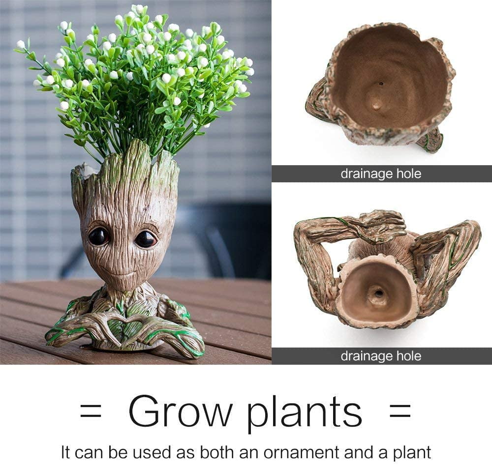 B-Best Guardians of The Galaxy Groot Pen Pot Tree Man Pens Holder or Flower Pot with Drainage Hole Perfect for a Tiny Succulents Plants and Best Christmas Gift Idea 6