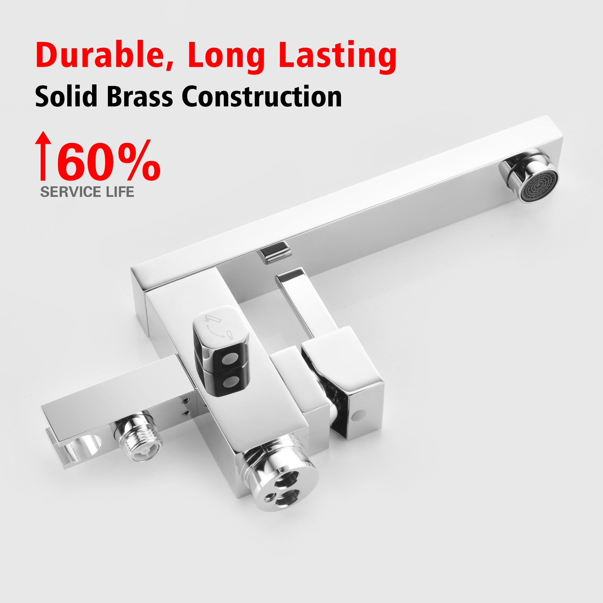 SUMERAIN Bathroom Freestanding Tub Faucet, Modern Floor Mount Tub Filler with Hand Shower High Flow, Chrome