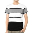 thumbnail image 2 of Camisetas para hombres INSPIRE CHIC con bloque de color, cuello redondo y mangas cortas S Negro Blanco Gris, 2 of 6