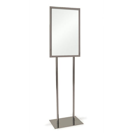Econoco Heavy Duty Chrome 22" x 22" Bulletin Sign Holder, Flat Base