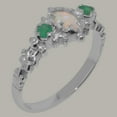 thumbnail image 2 of LBG British Made Solid 14k White Gold ring with Natural Opal & Emerald Womens Engagement Ring - 33 size options - Size 9.75, 2 of 9