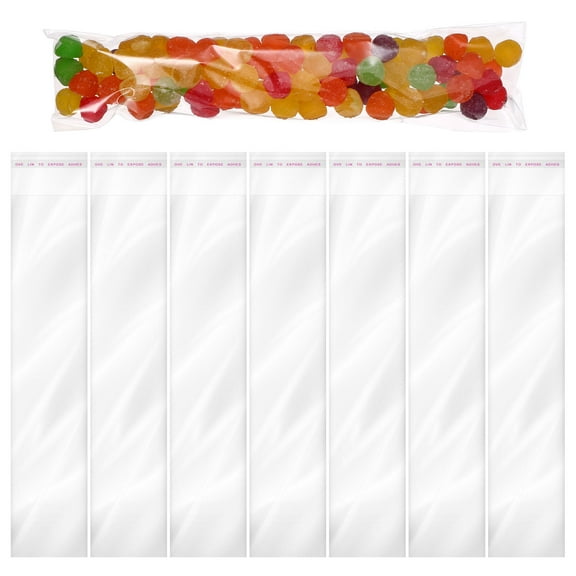 UPOUART 200Pcs Adhesive Opp Long Cello Bags Clear Self Sealing for Bakery Candy Wrap