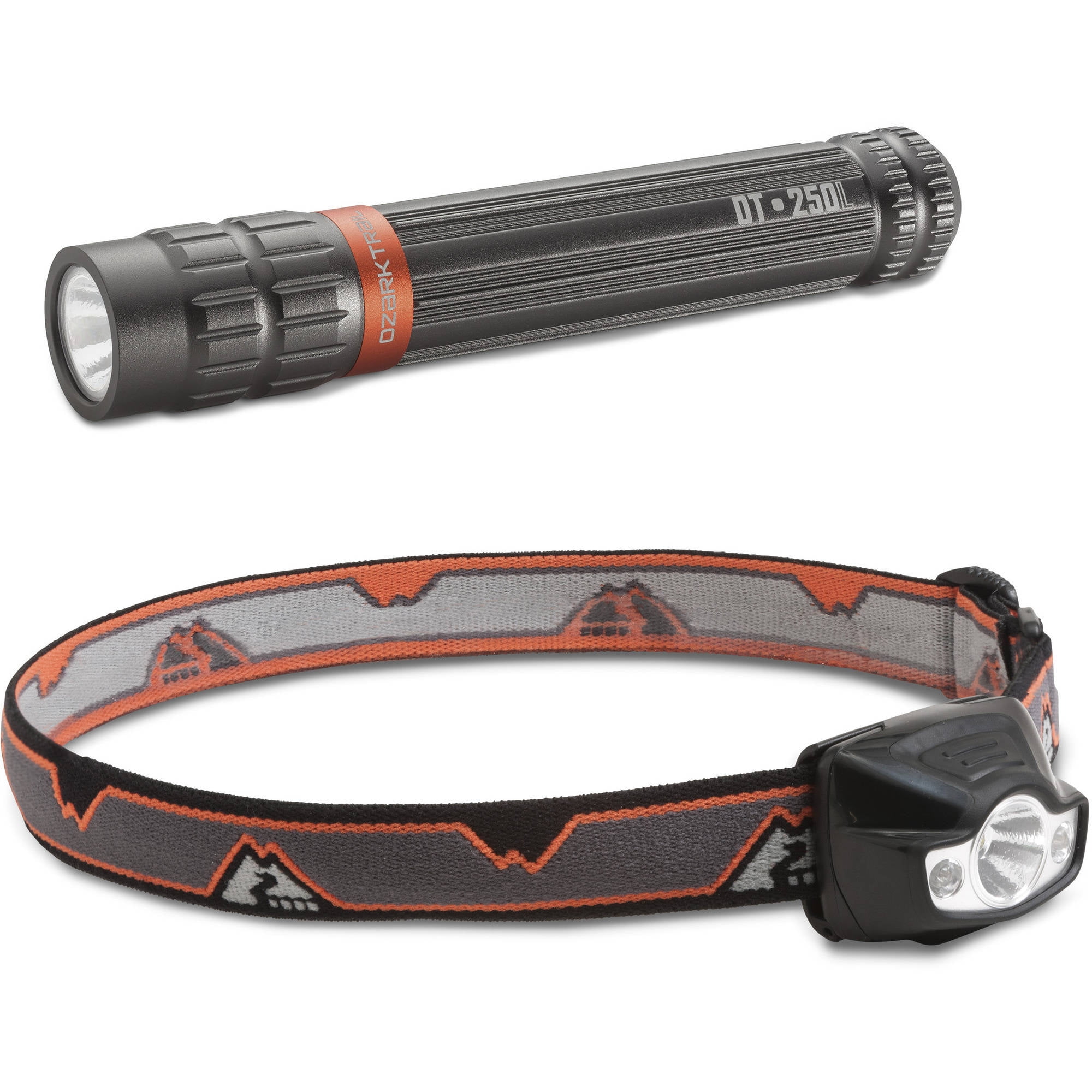 Buy Ozark Trail 150-Lumen Headlamp and 250-Lumen Flashlight Combo Pack, Multiple Colors